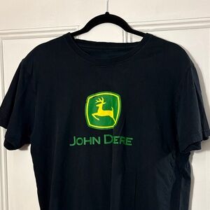 John Deere Black Tee with Green Logo